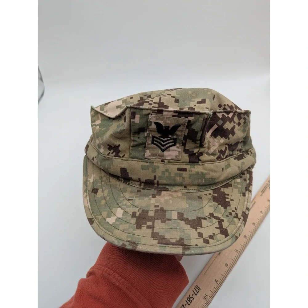 US Navy NWU Type III AOR2 Digital Camo 8 Point Utility Cover Hat Size 7 3/4 PO2